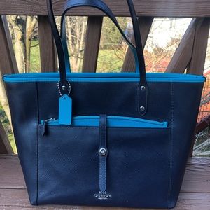 2 pieces! Coach navy tote and clutch set